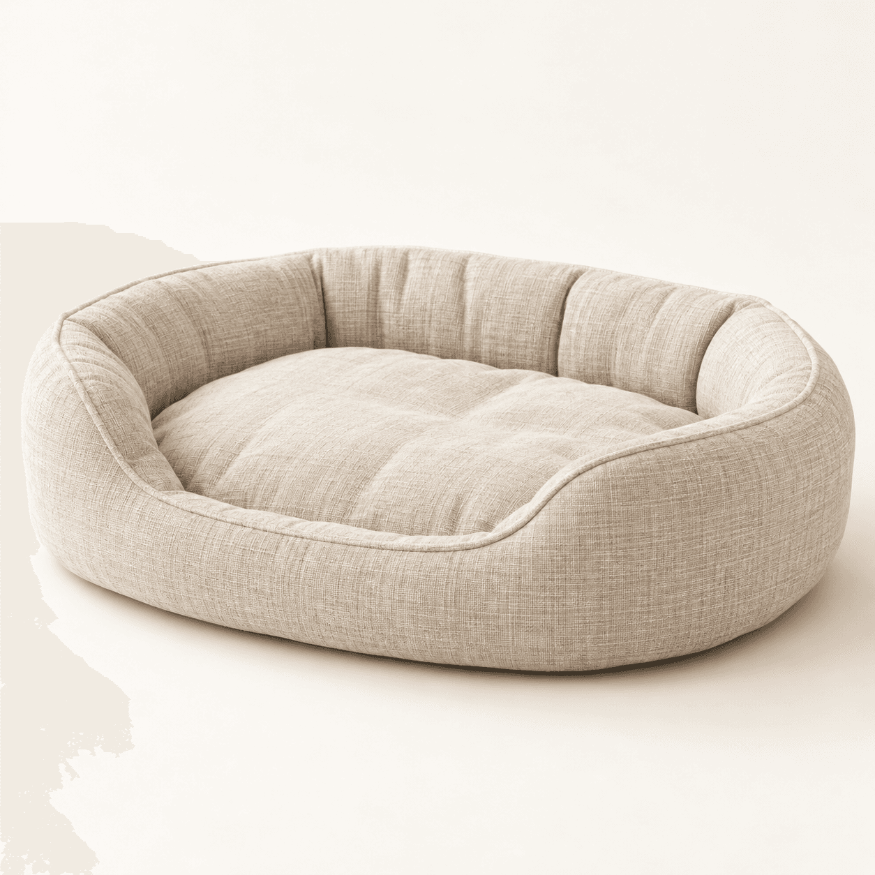 Oatmeal cream cushioned pet bed